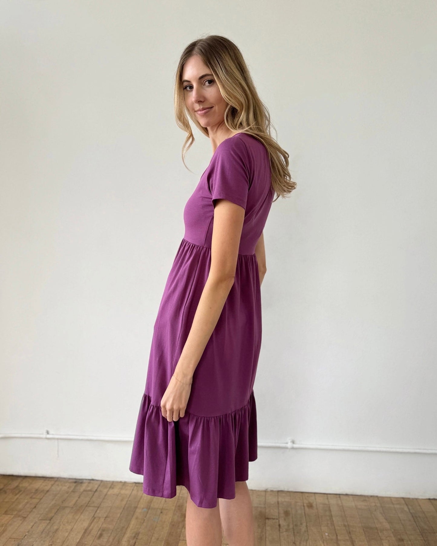 JAYDE Tiered Dress in Deep Lilac