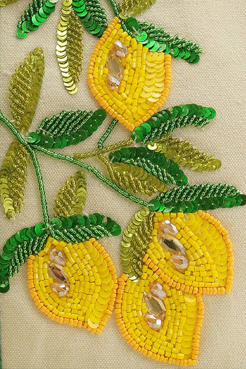 Sicilian Lemon Hand-Beaded Small Boat Tote