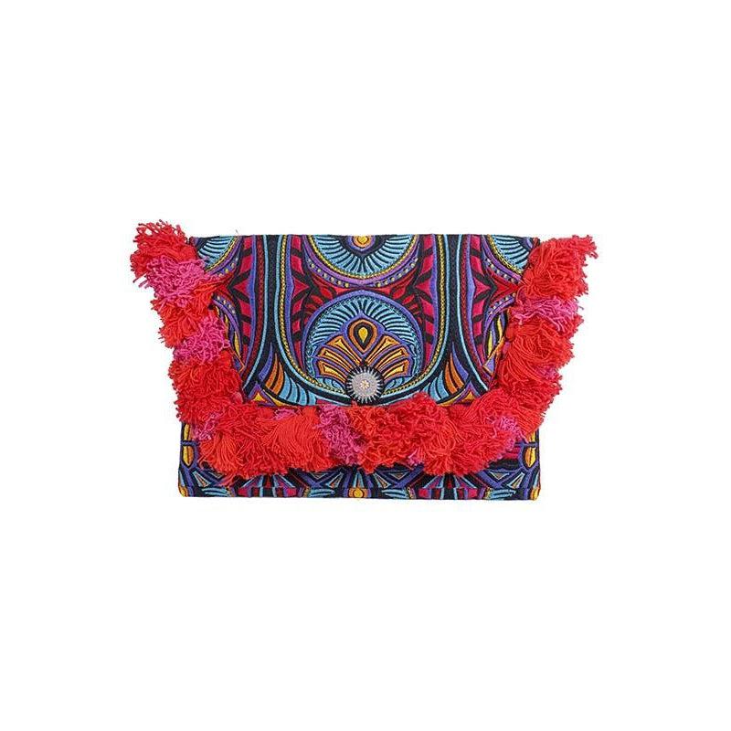 Embroidered Multi Tassel Envelope Clutch Bag - Thailand