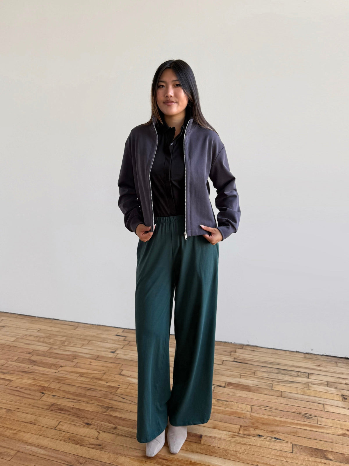 SHELLY heavy-knit jacket in Gunmetal