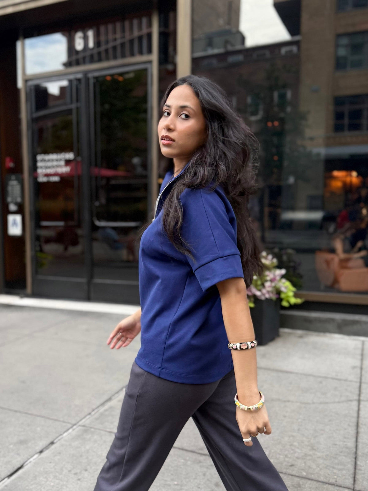 SINCLAIR heavy-knit top in Bright Navy