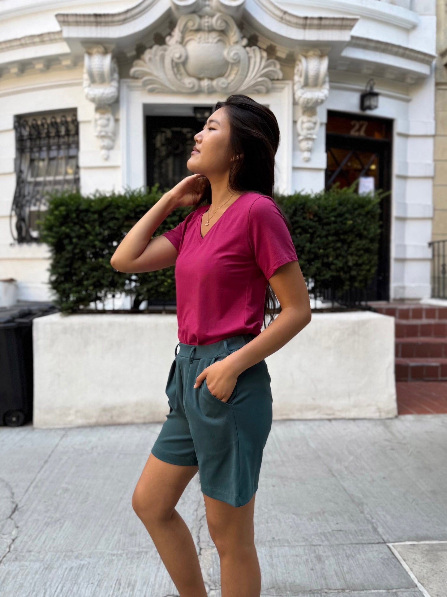 AVERIE heavy knit shorts in Deep Sea