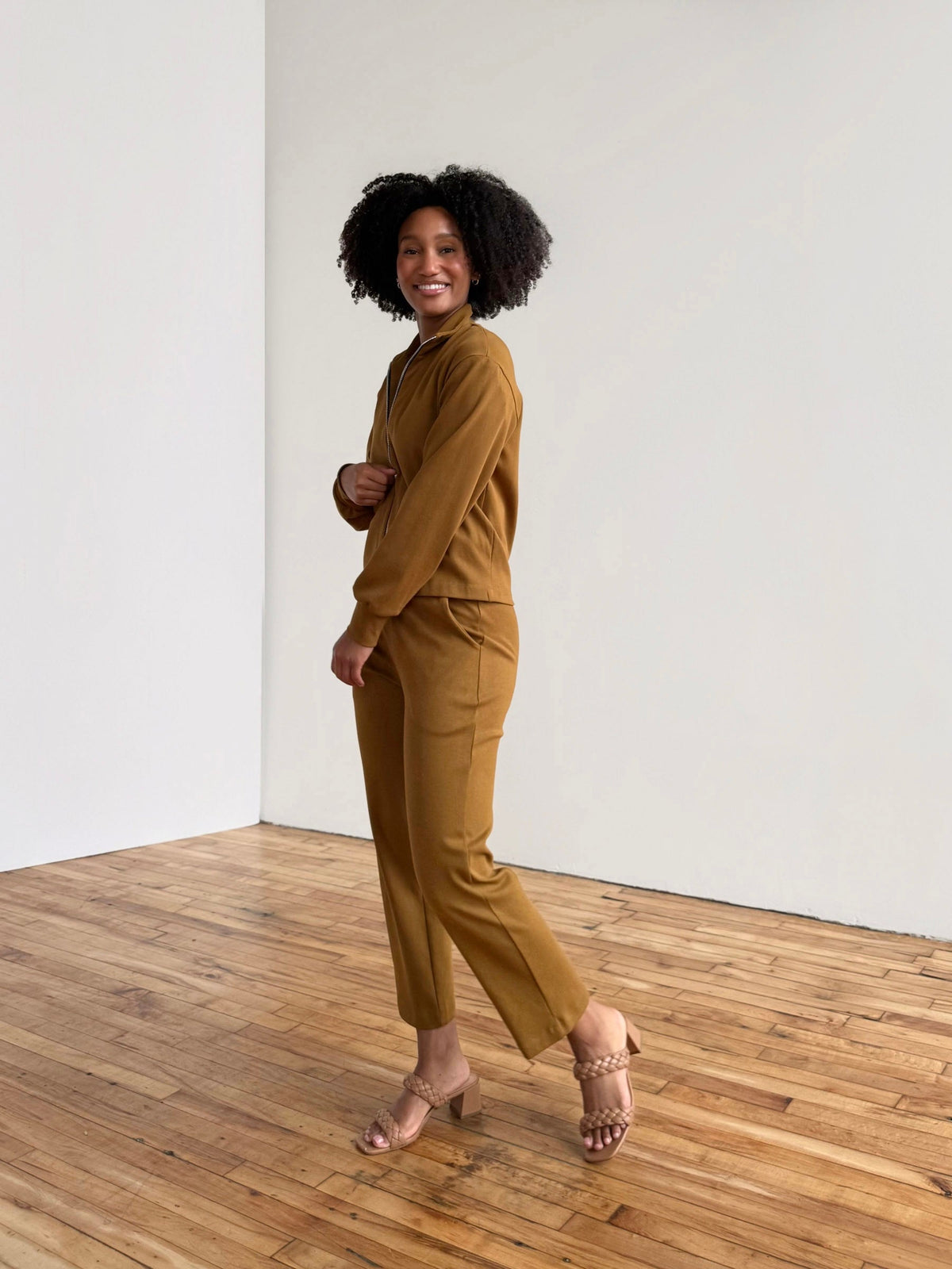 PATRICIA heavy-knit pants in Warm Sienna