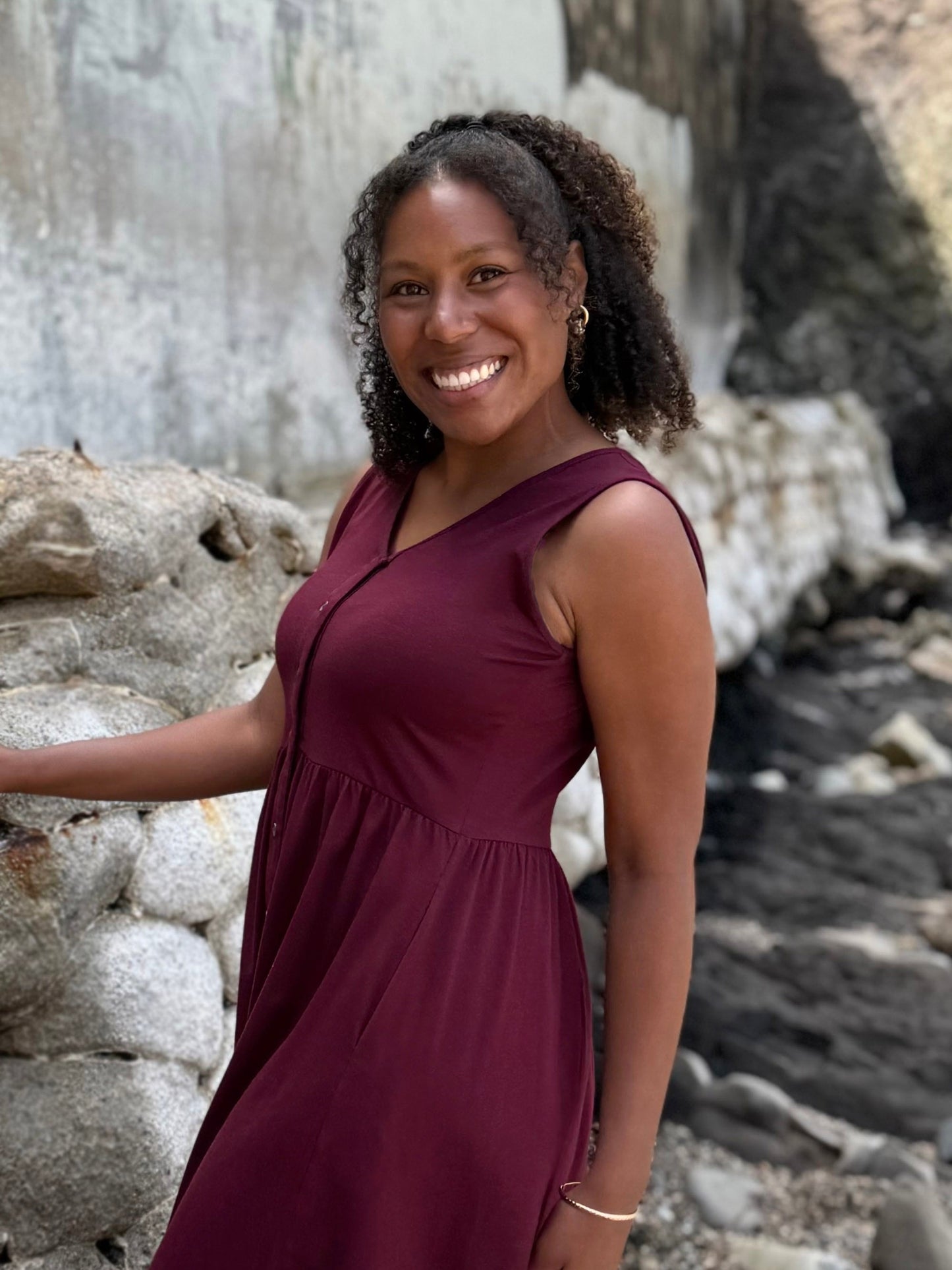 SUNSET dress in Merlot