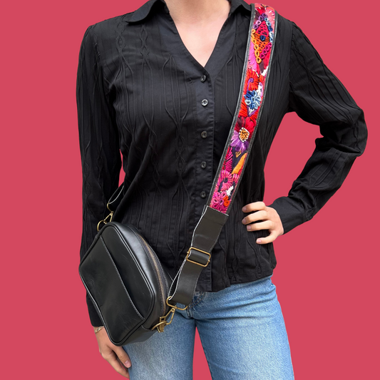 Leather Crossbody with Handwoven Strap