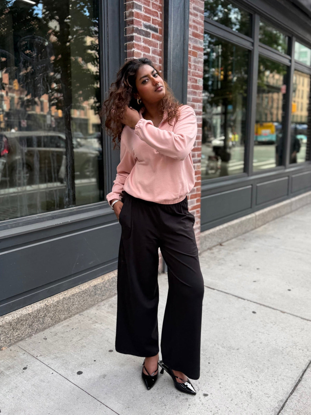 JOHANNA heavy-knit pullover in Earthy Rose