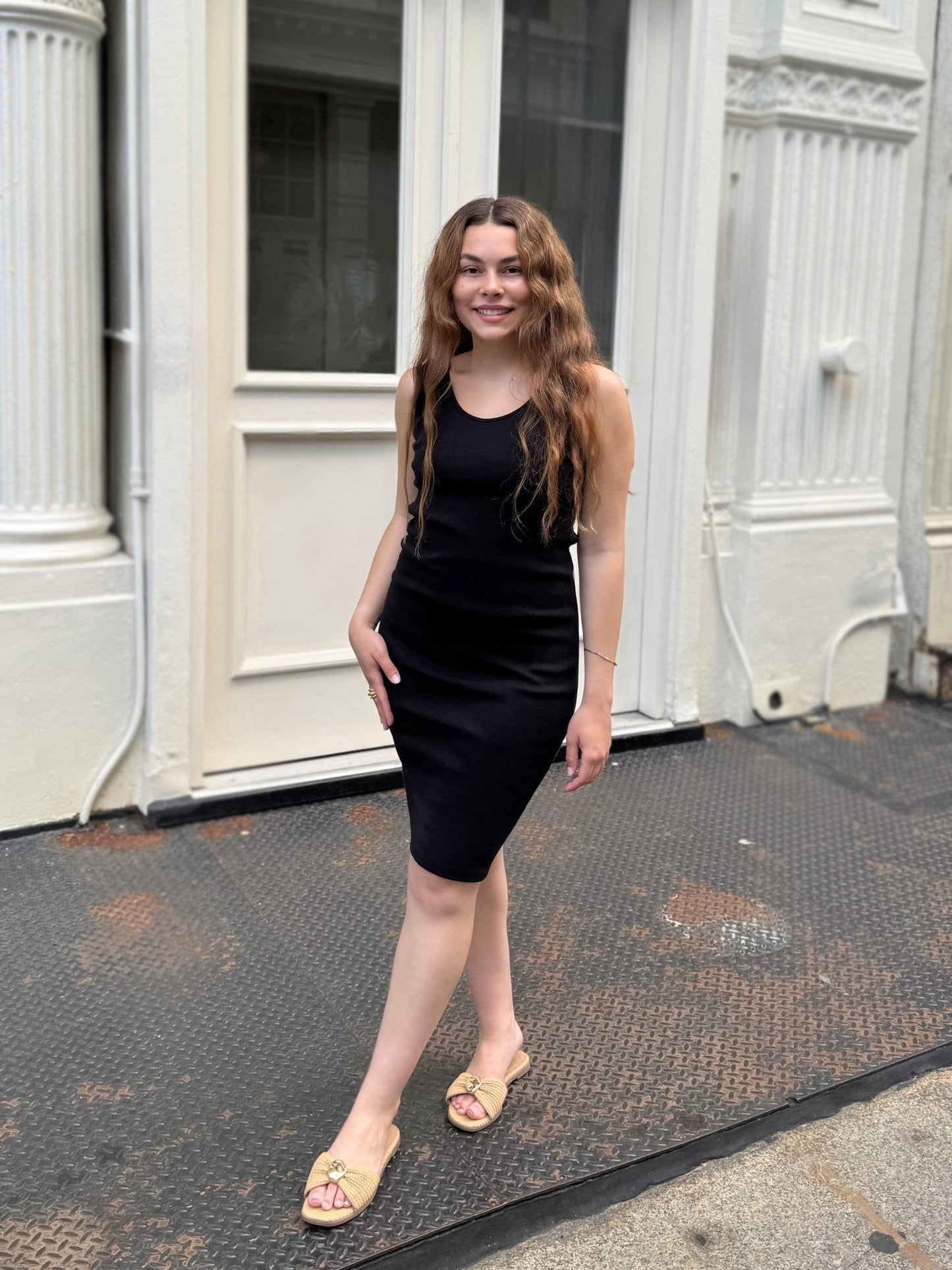 ROMY rib-knit dress in Black