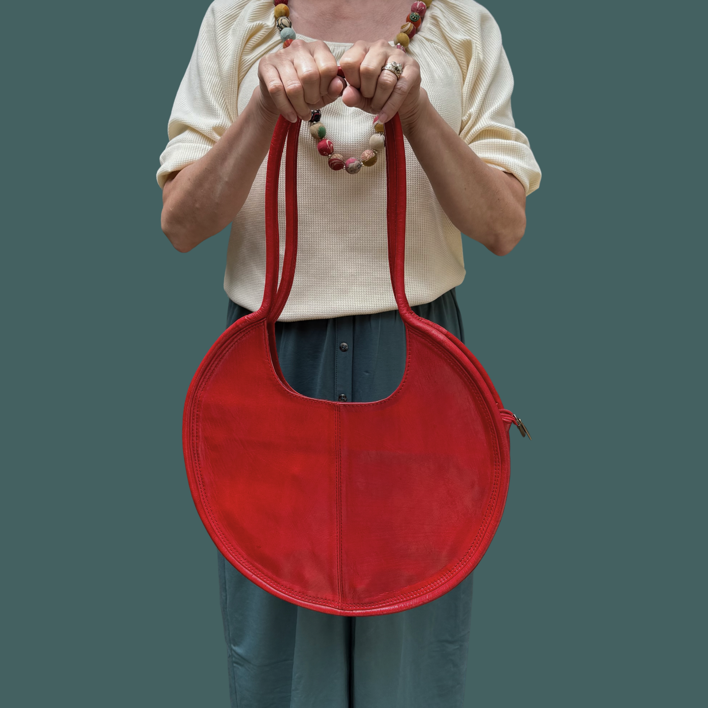 Leather Circle Purse (Red)