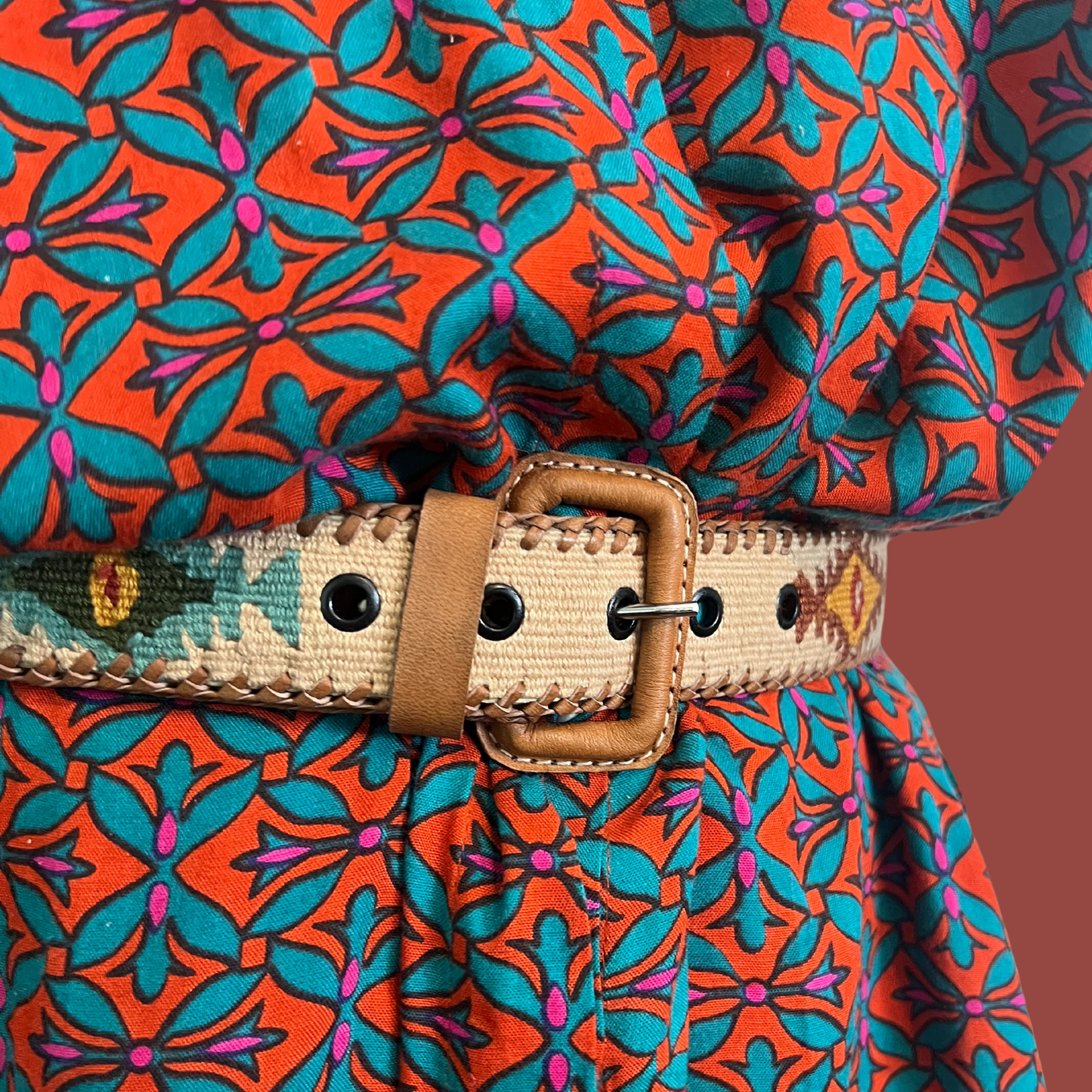 Tan Handwoven Guatemalan Whip-Stitched Belt