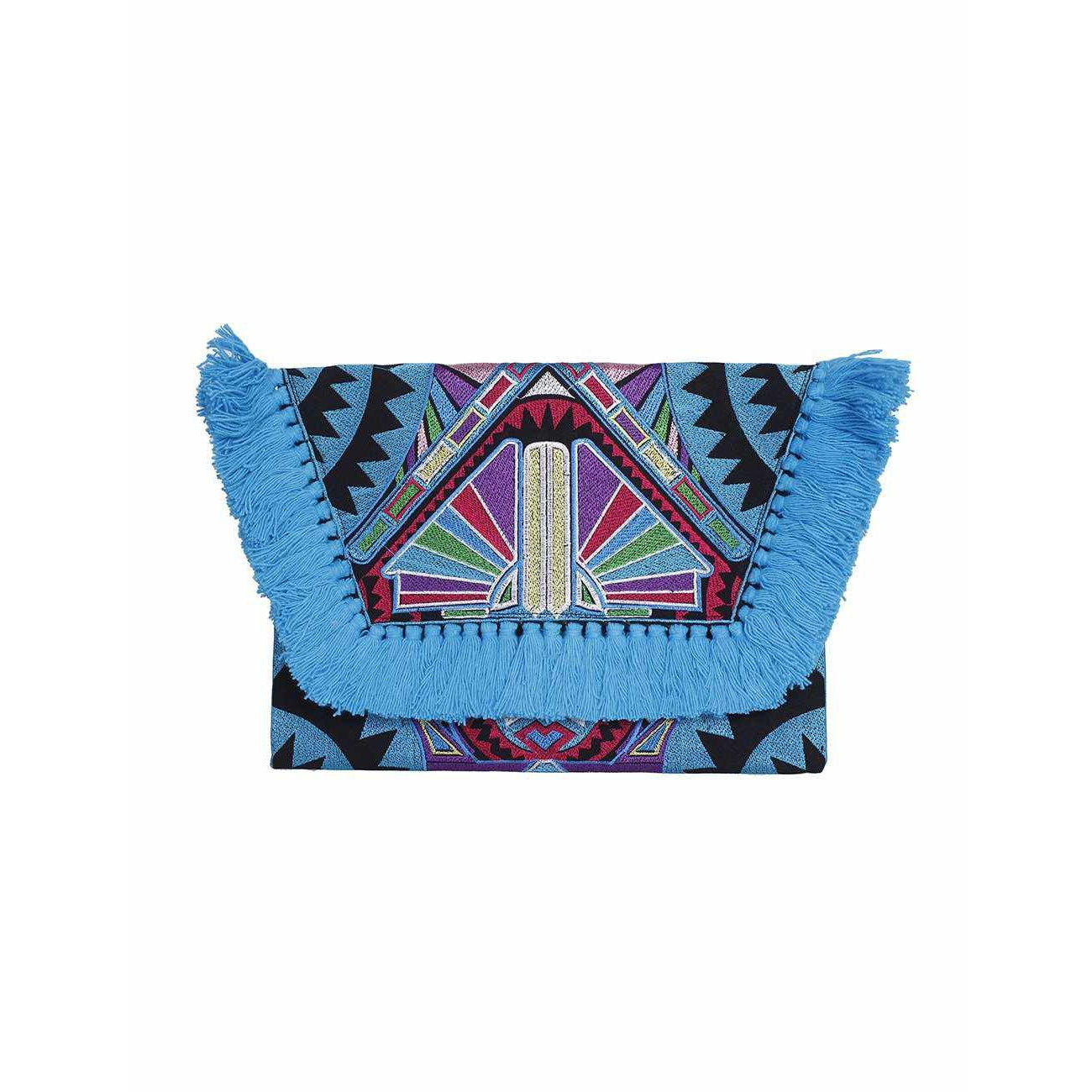 Embroidered Multi Tassel Envelope Clutch Bag - Thailand