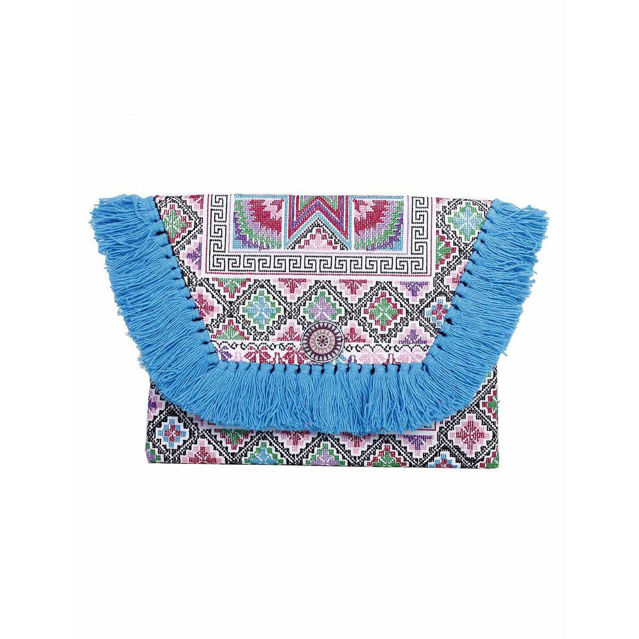 Embroidered Multi Tassel Envelope Clutch Bag - Thailand