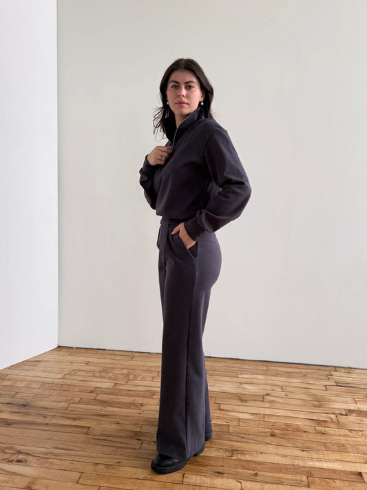 LONDON heavy knit pants in Gunmetal