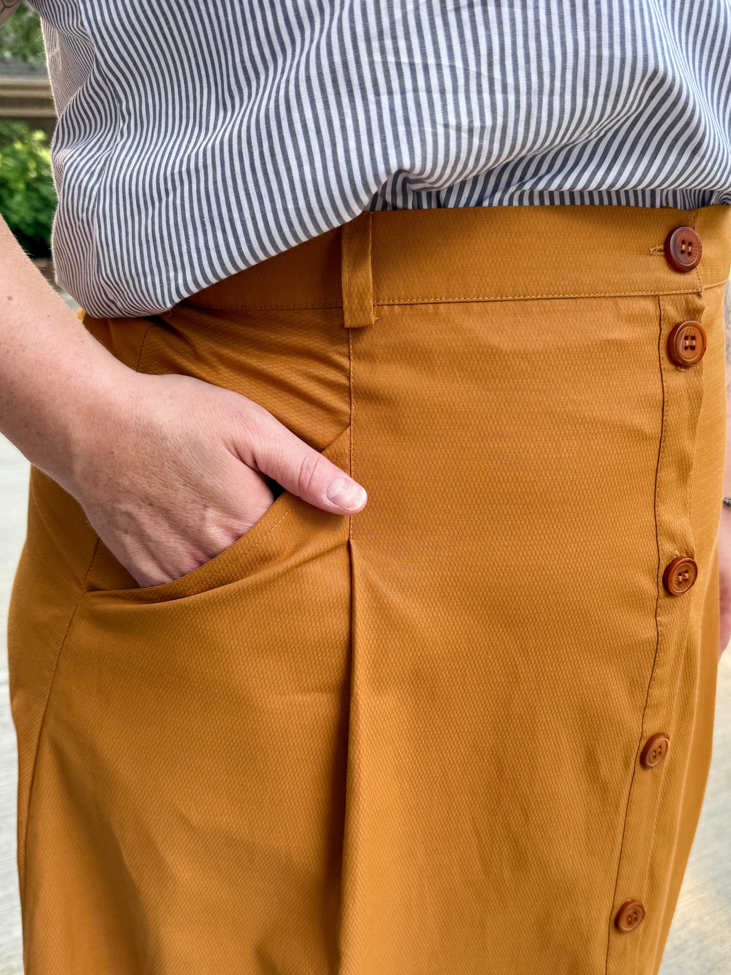 A-Line Button Front Skirt