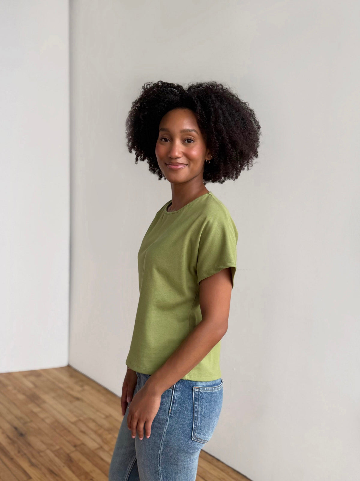 JEANINE heavy-knit top in Grass Green