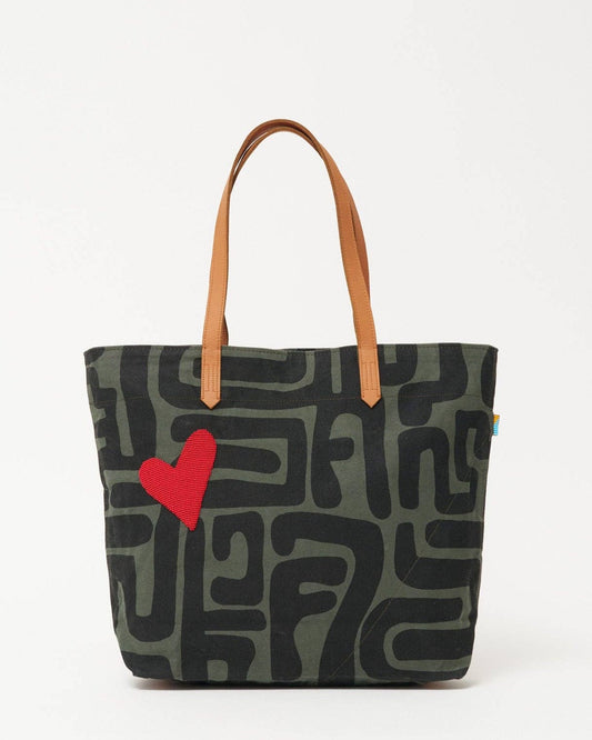 Go-To Tote - Safari Kuba with Red Beaded Heart
