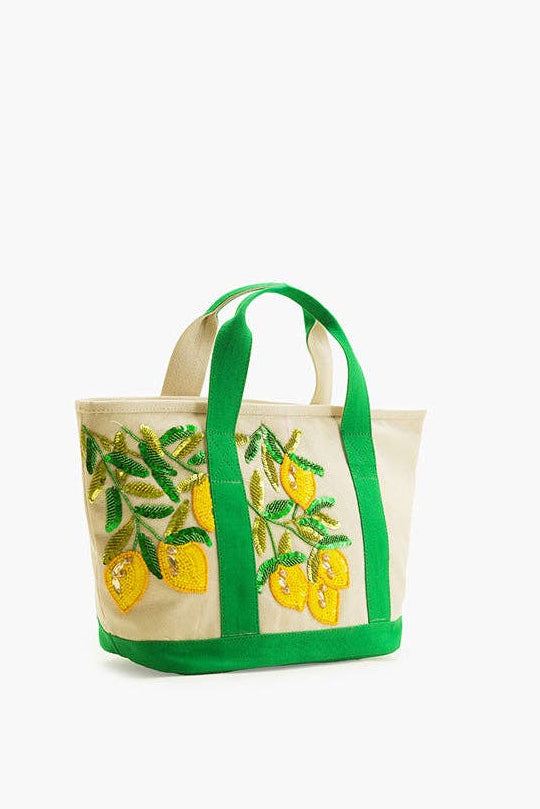 Sicilian Lemon Hand-Beaded Small Boat Tote