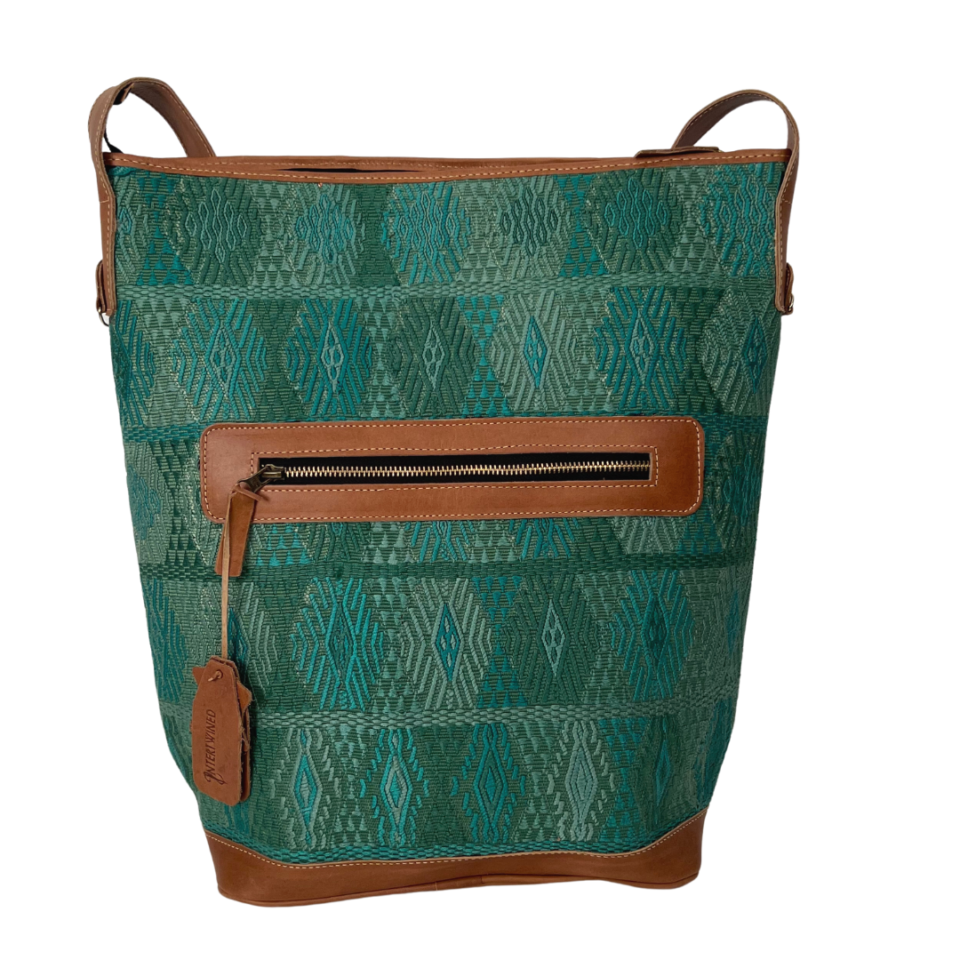 Green Huipil Bucket Bag