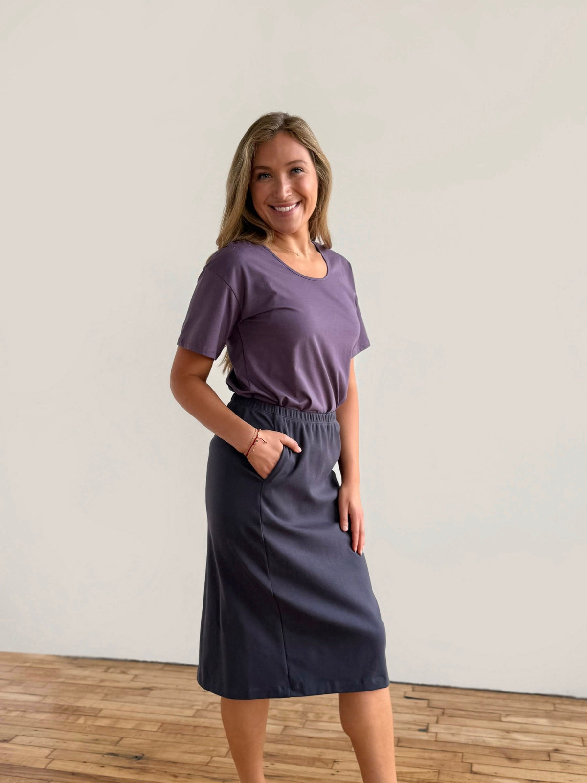 DANIELLE heavy-knit skirt in Gunmetal