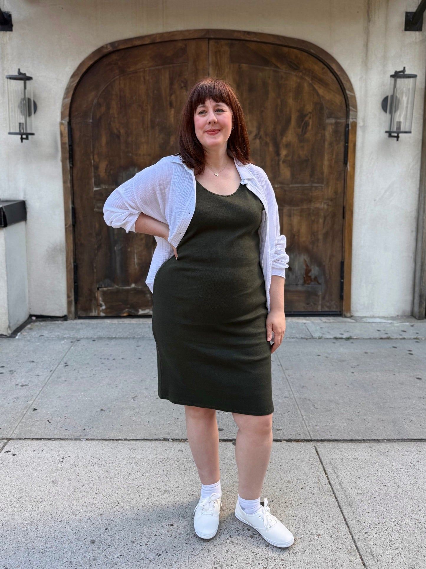 ROMY rib-knit dress in Olive Shadow