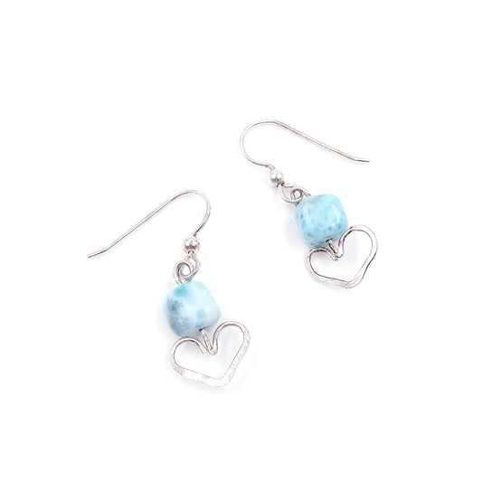 Larimar Heart Dangles
