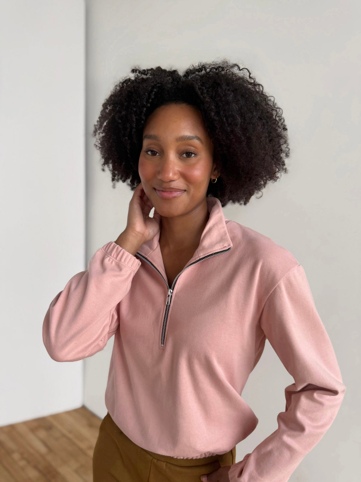JOHANNA heavy-knit pullover in Earthy Rose