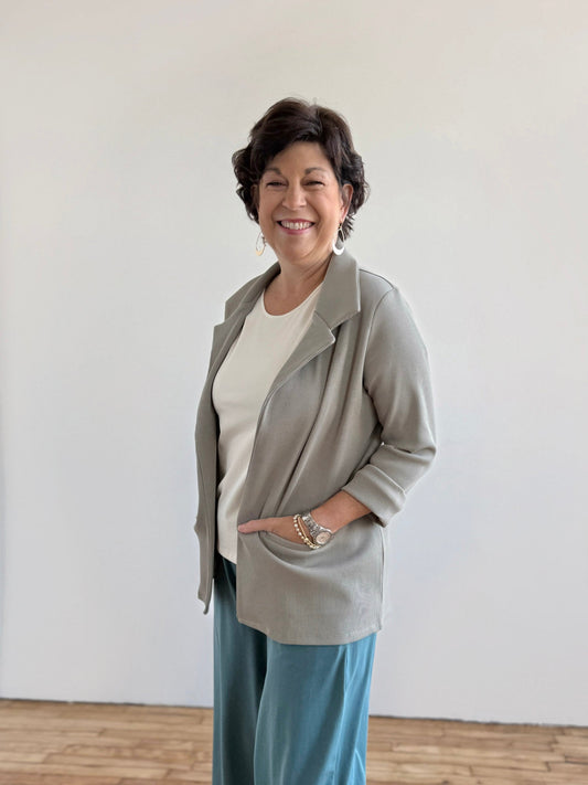 CROSBY rib knit blazer in Light Sage