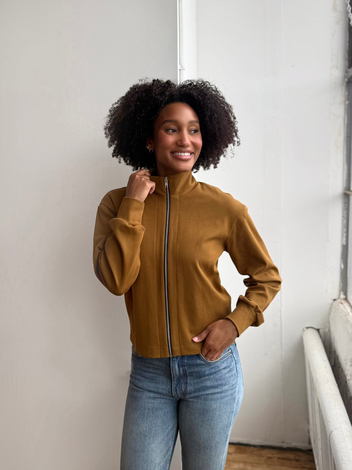 SHELLY heavy-knit jacket in Warm Sienna