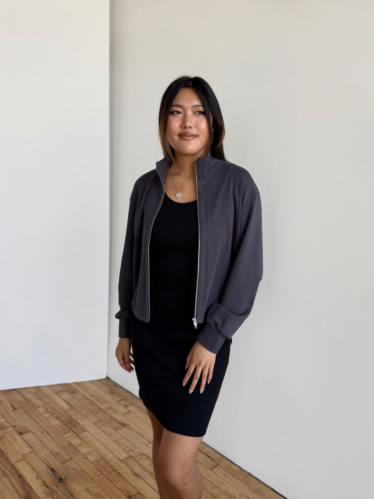 SHELLY heavy-knit jacket in Gunmetal