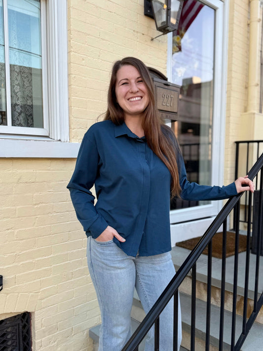 DEVON blouse in Atlantic Blue