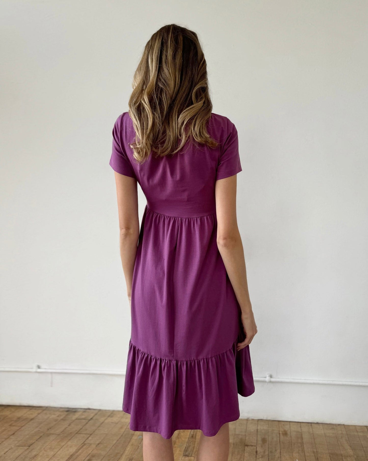 JAYDE Tiered Dress in Deep Lilac