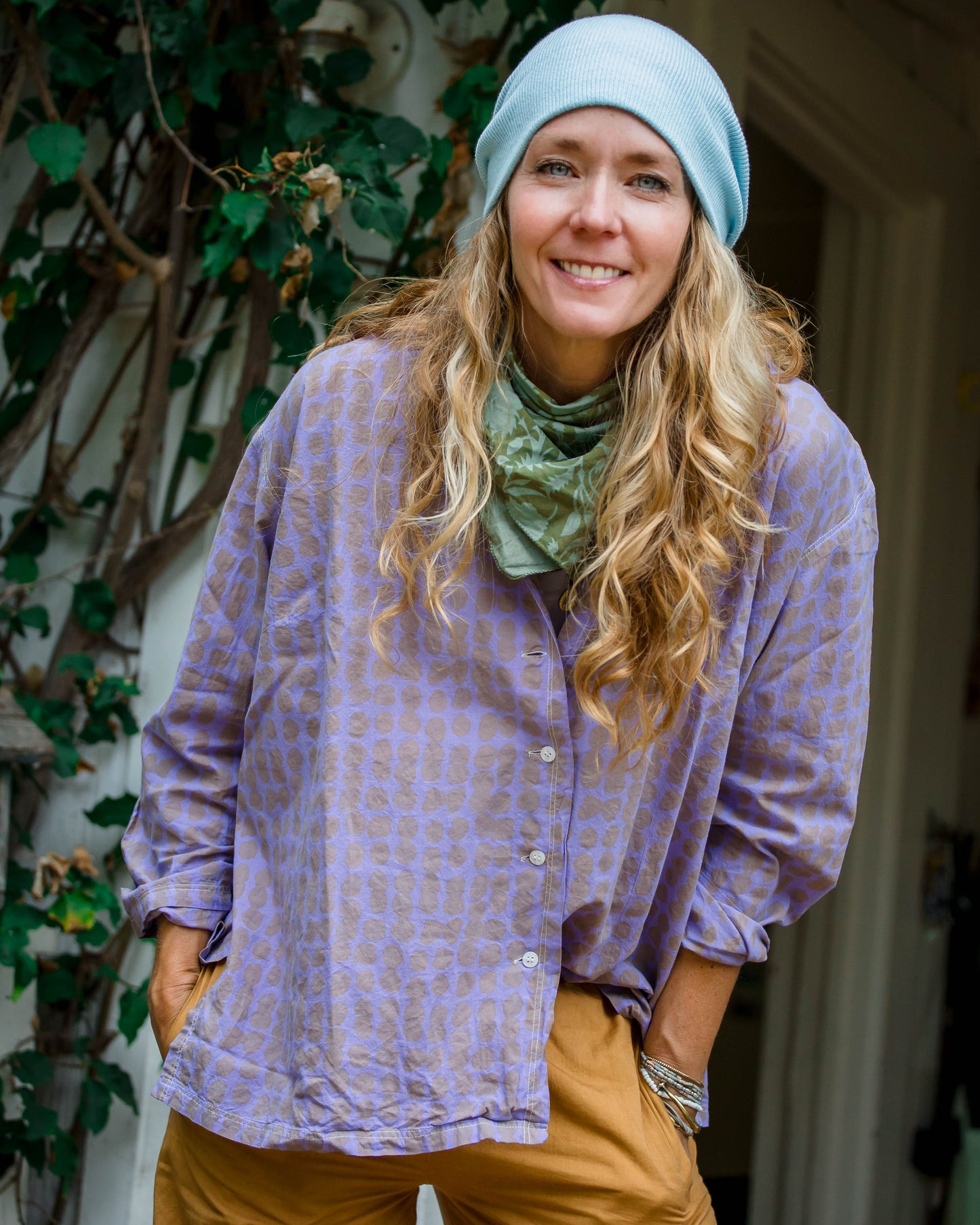 Relaxed Boyfriend Shirt Messy Dot - Lavender Overdye
