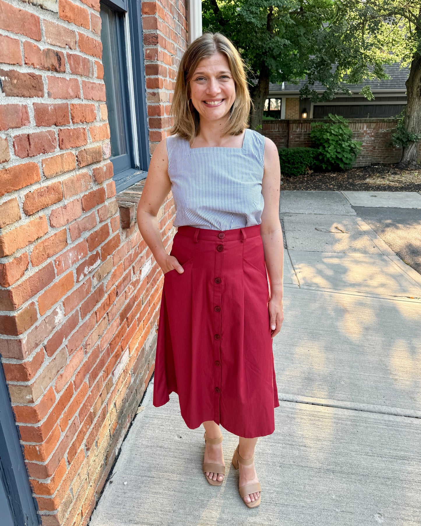 A-Line Button Front Skirt