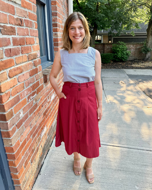 A-Line Button Front Skirt