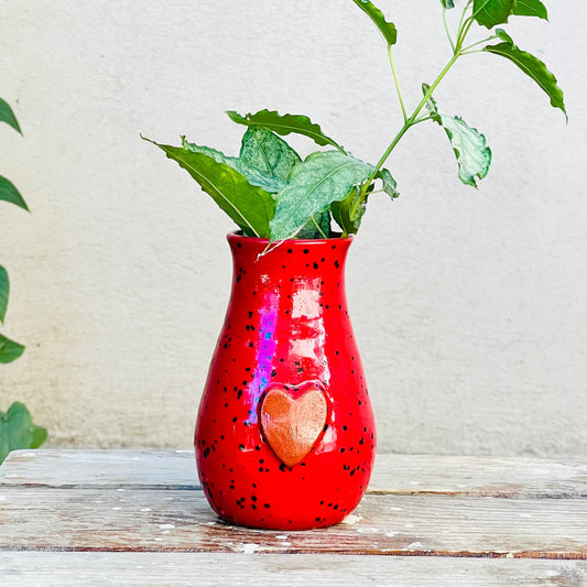 Calliope Heart Vase - Ladybug Red