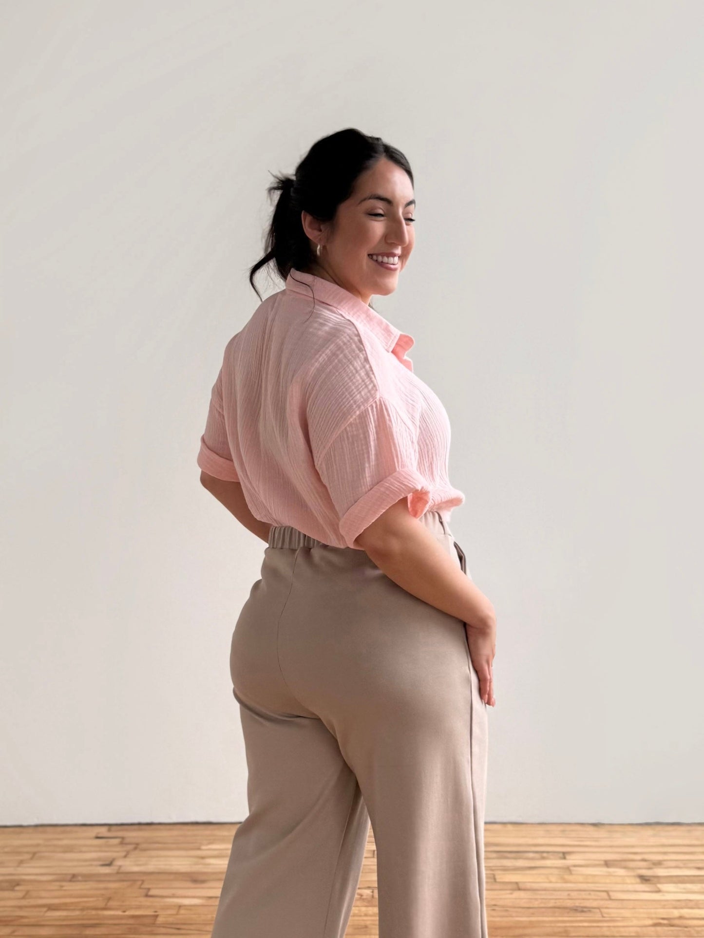 CARROLL gauze boxy shirt in Petal Pink