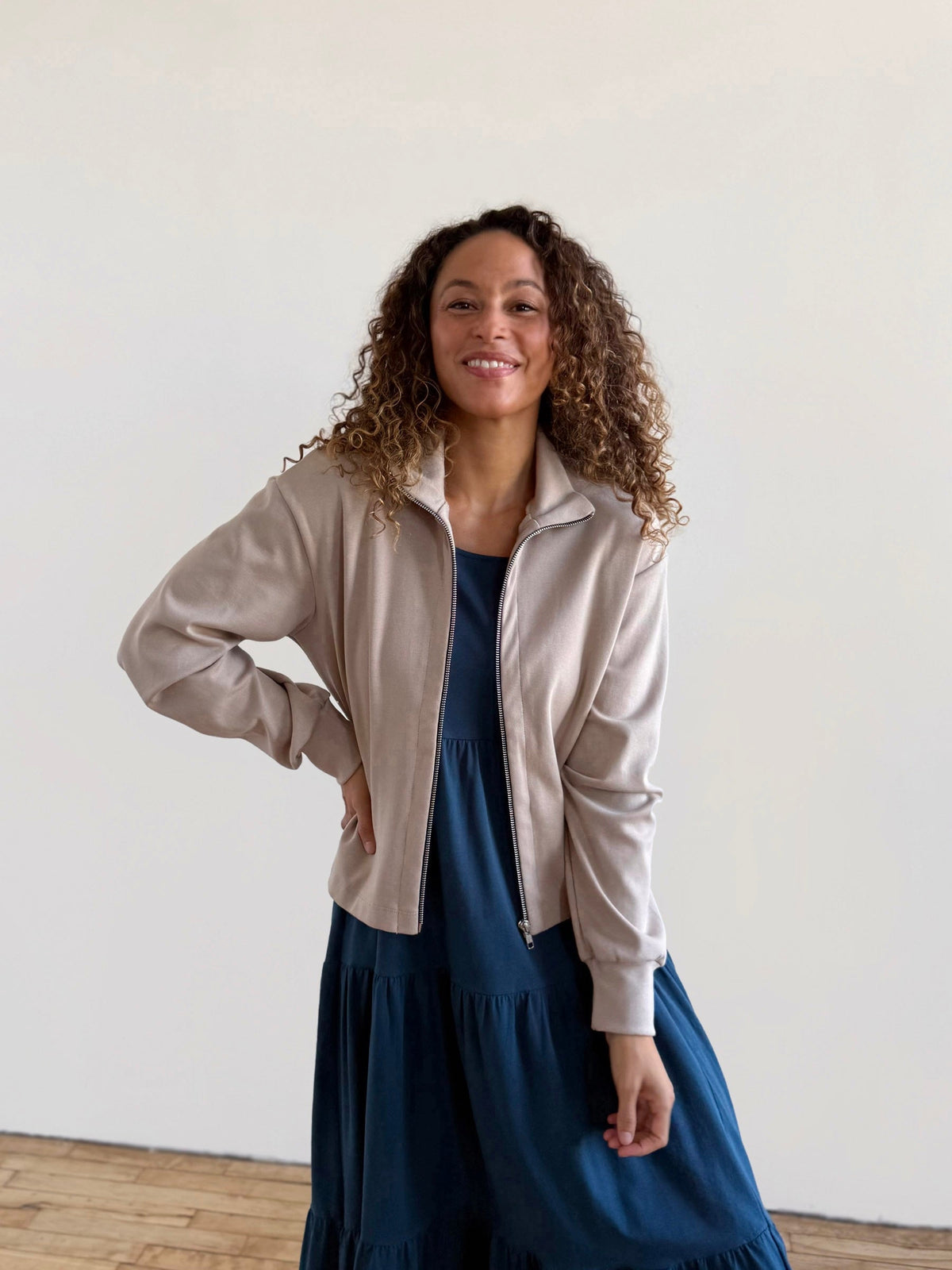 SHELLY heavy-knit jacket in Desert Sand