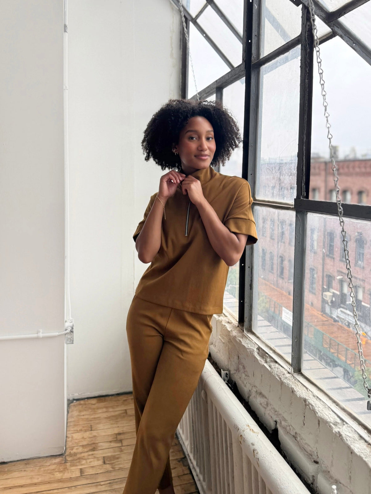 SINCLAIR heavy-knit top in Warm Sienna