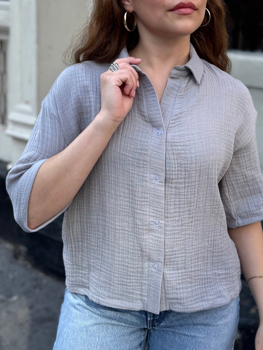 CARROLL gauze boxy shirt in Cloud Grey