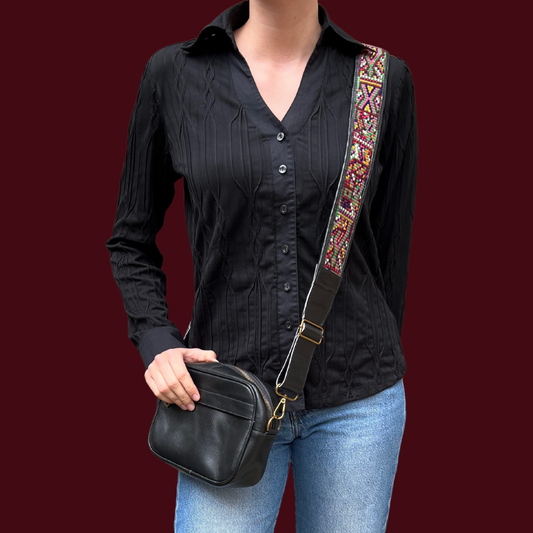 Leather Crossbody with Handwoven Strap