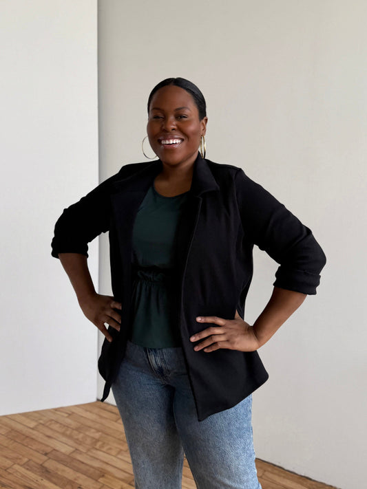 CROSBY rib knit blazer in Black