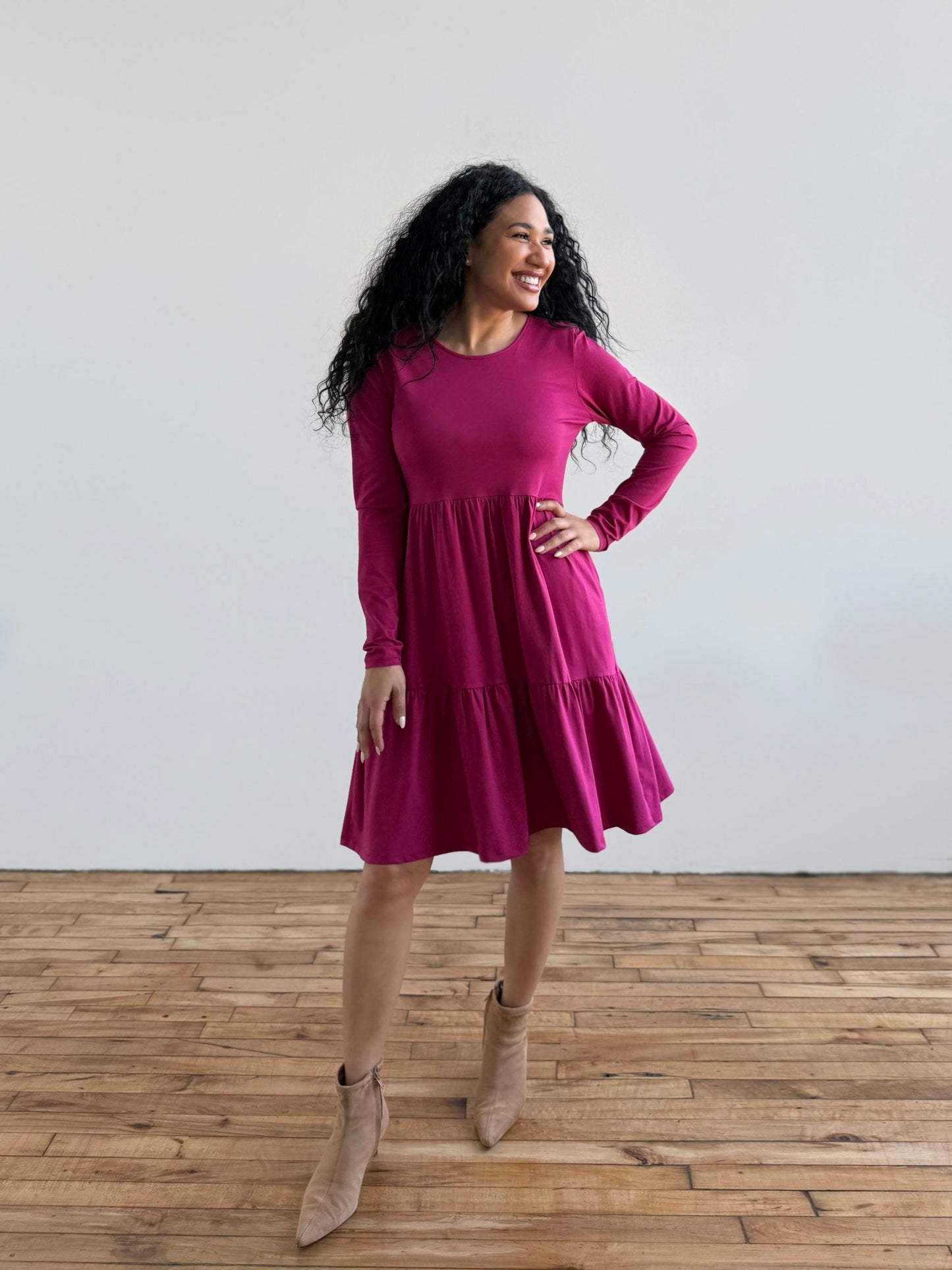 MAISIE dress in Garnet Pink