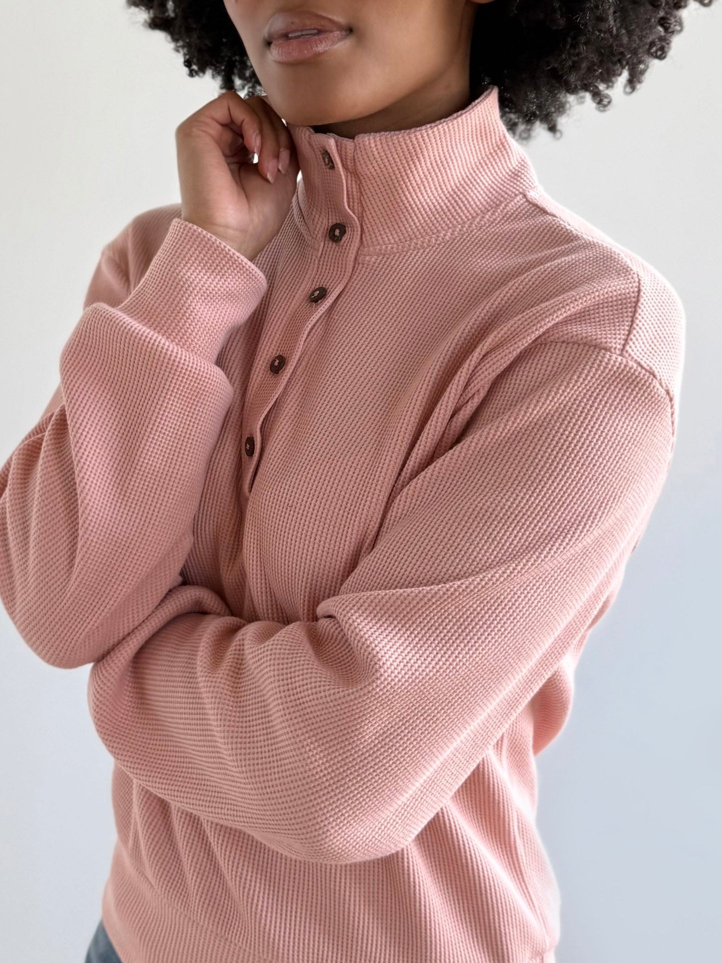 CHOE waffle knit top in Earthy Rose