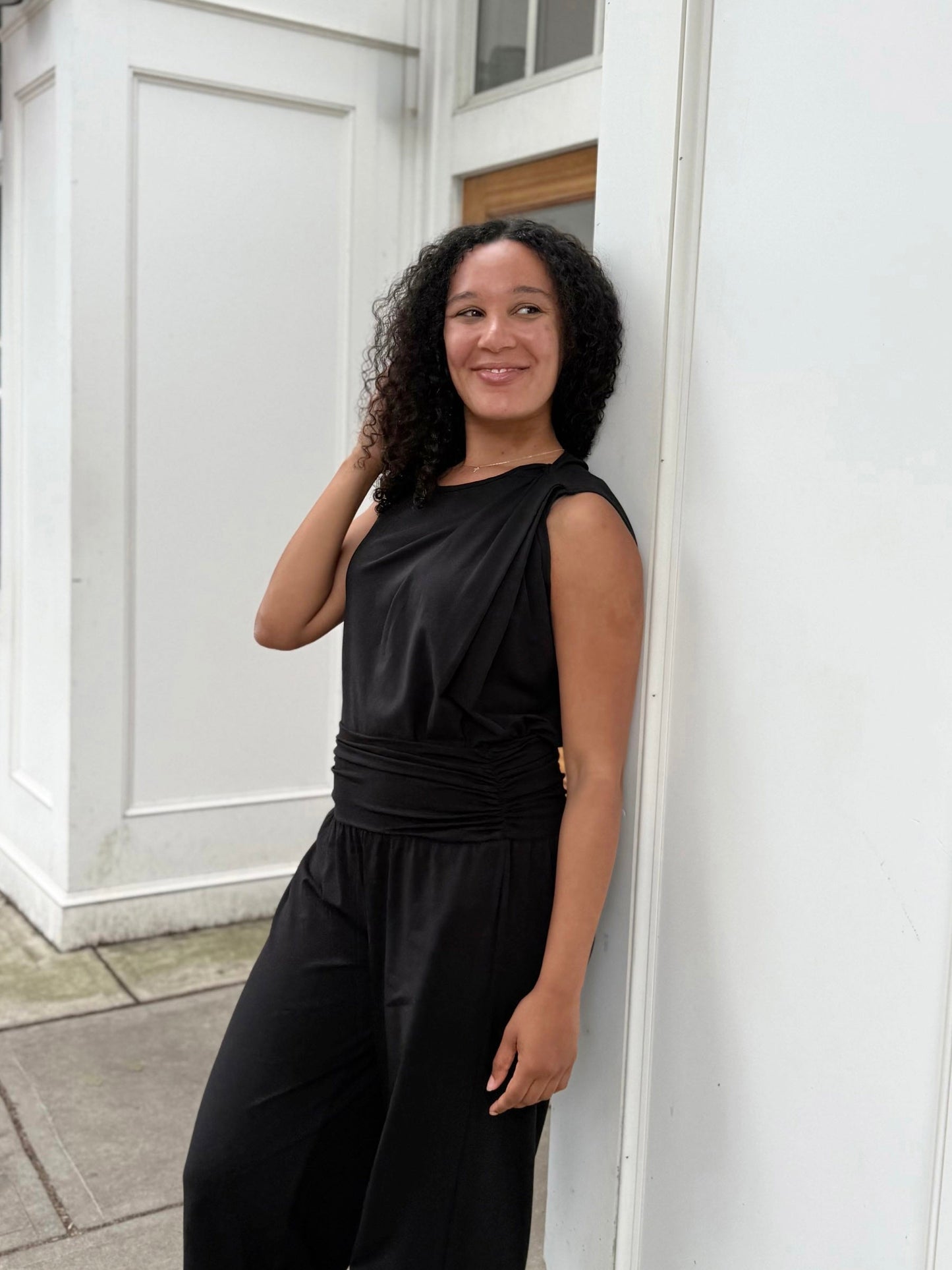CHARLI draped top in Black