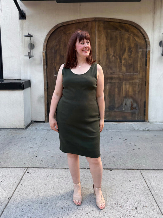 ROMY rib-knit dress in Olive Shadow