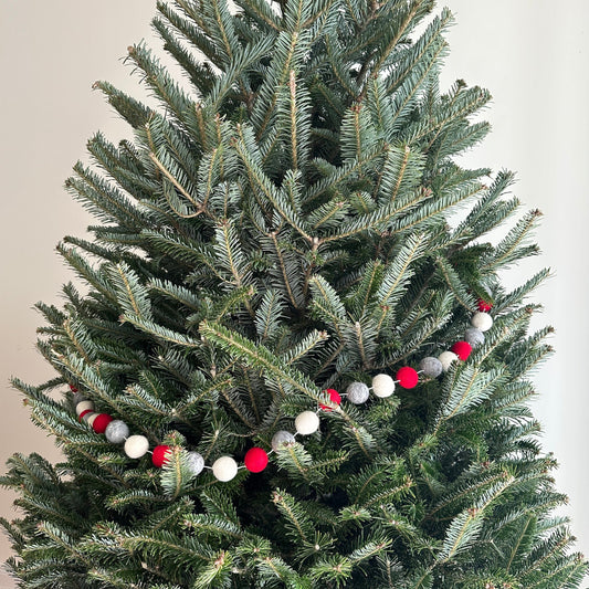 6' Felt Festive Pompom Ball Garland - Red, Gray, White