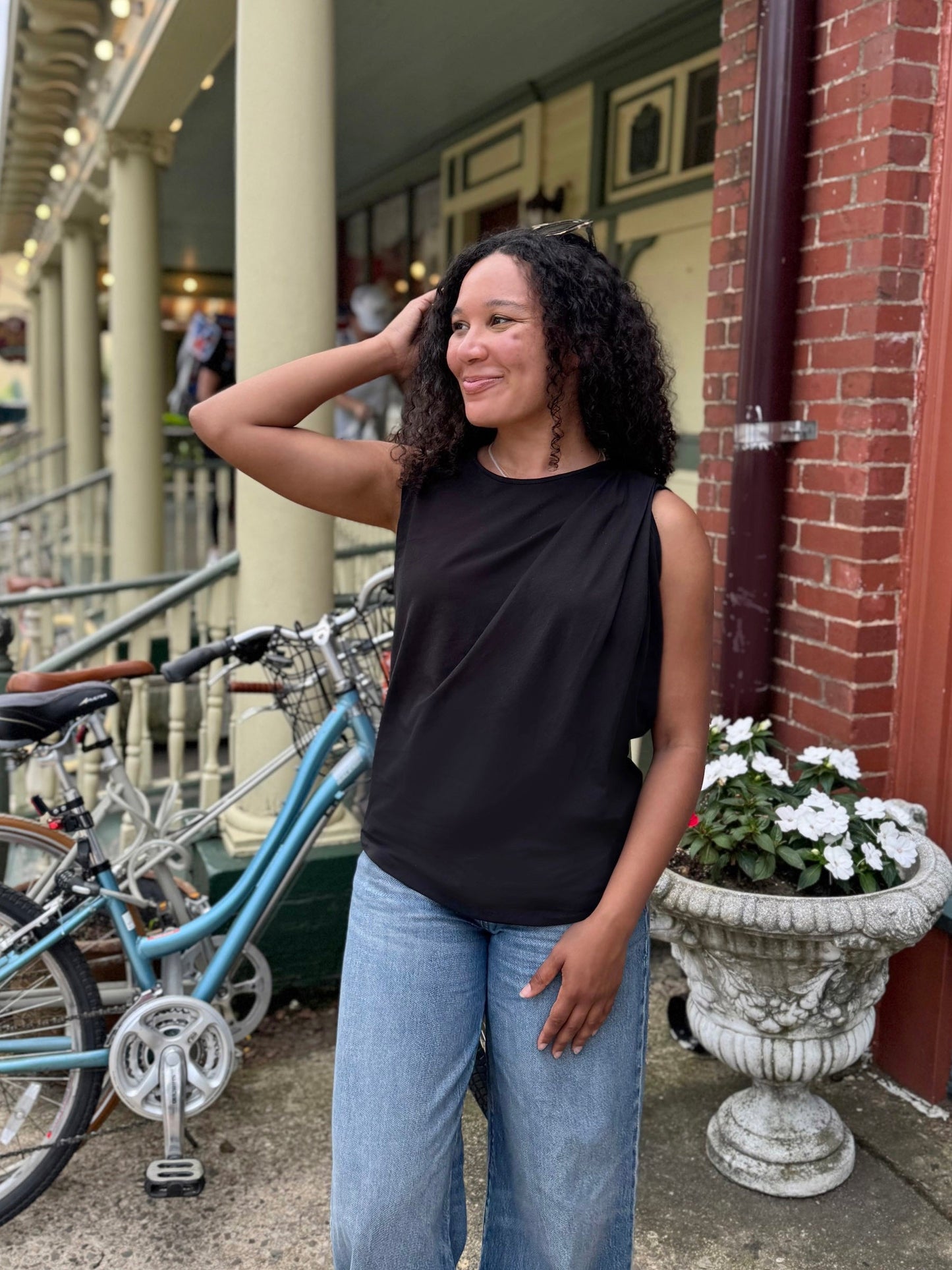 CHARLI draped top in Black