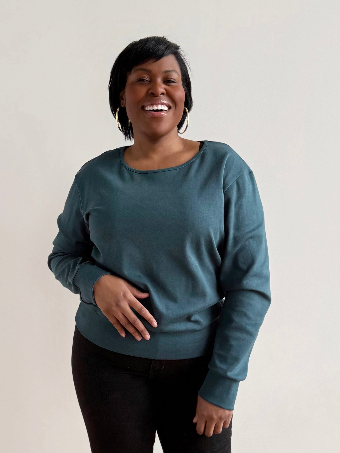 PERCY heavy knit top in Deep Sea