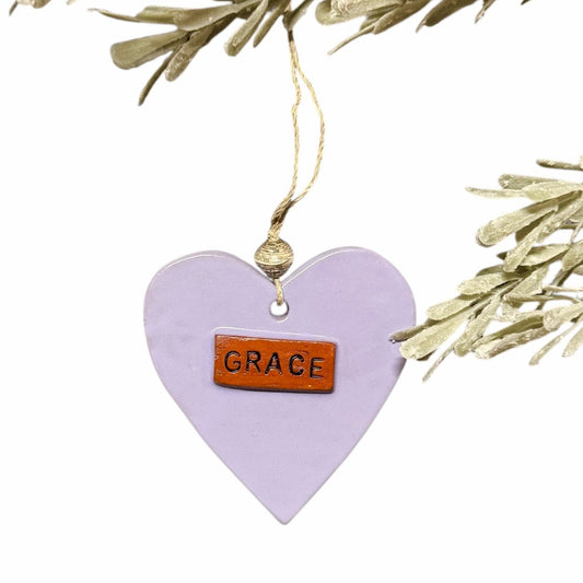 Ceramic Heart Ornament - Grace