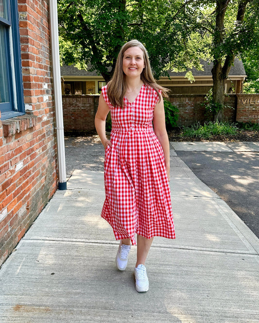 Jewel Button-Front Midi Dress