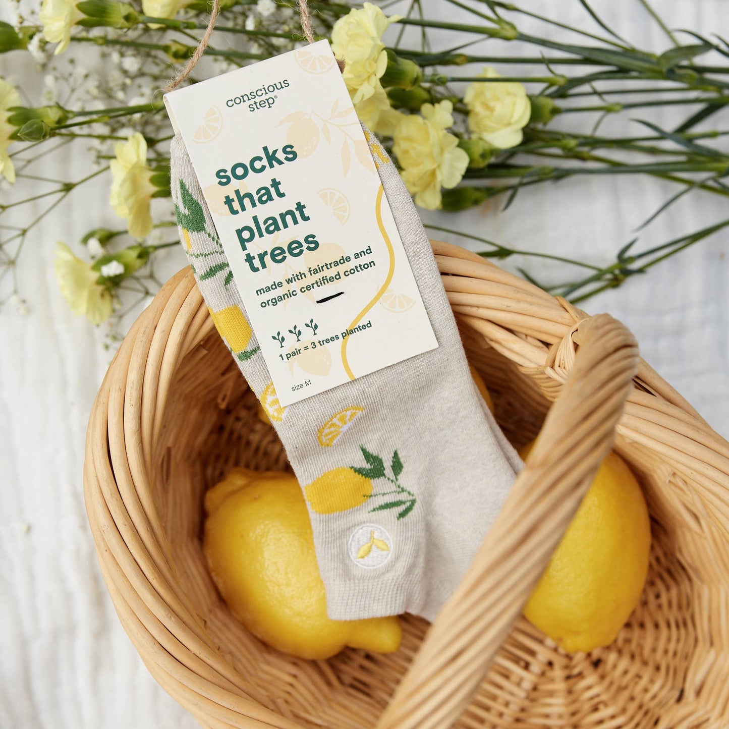 Ankle Socks that Plant Trees (Beige Lemons)
